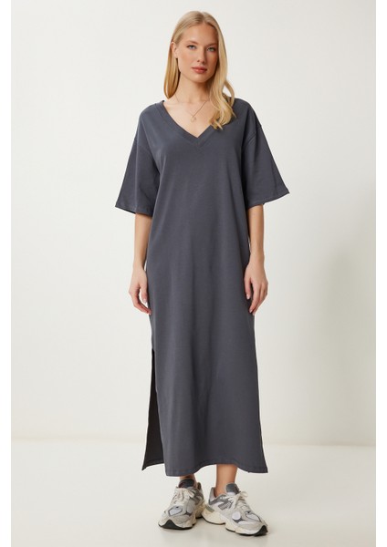Oversize Basic Yazlık Esnek Örme Elbise