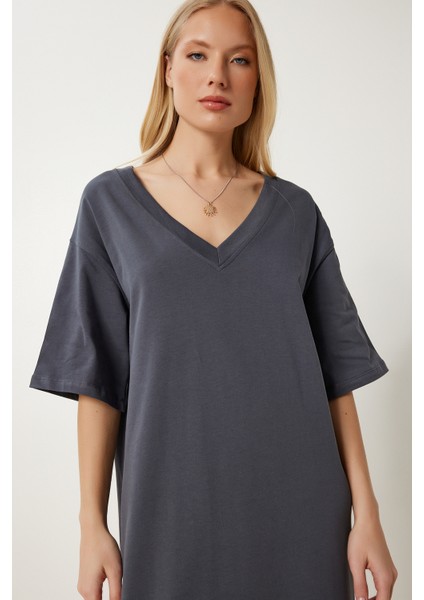 Oversize Basic Yazlık Esnek Örme Elbise