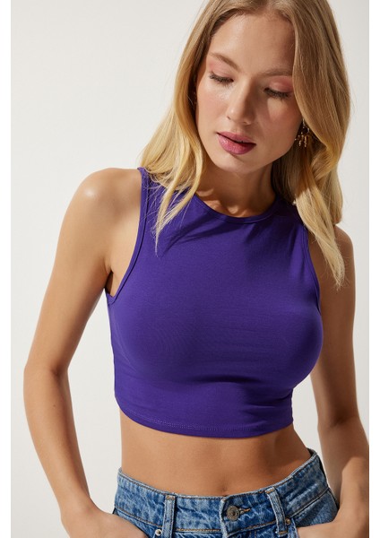 Halter Yaka Crop Örme Bluz