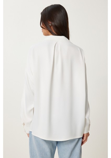 Oversize Saten Dokuma Gömlek