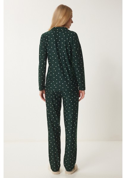Desenli Gömlek Pantolon Örme Pijama Takımı