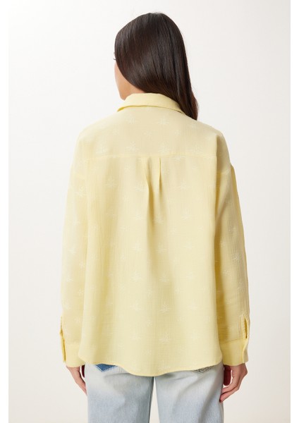Kabartma Dokulu Müslin Gömlek LDP0062 SARI indirimleri