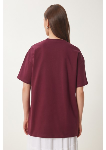 Ayıcık Baskılı Pamuklu Oversize Örme T-Shirt