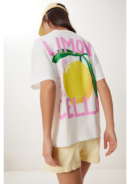 Limon Baskılı Pamuklu Örme T-Shirt
