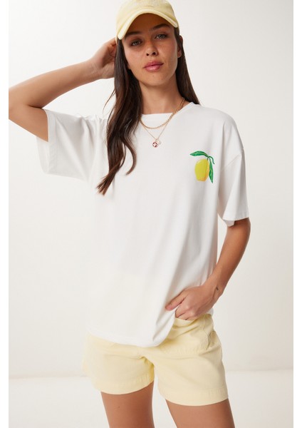 Limon Baskılı Pamuklu Örme T-Shirt fiyatları