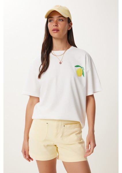 Limon Baskılı Pamuklu Örme T-Shirt modelleri