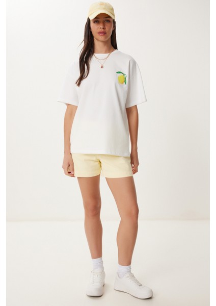 Limon Baskılı Pamuklu Örme T-Shirt fırsatları