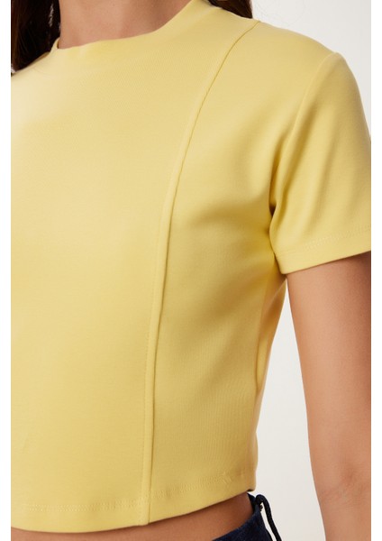 Basic Crop Esnek Örme T-Shirt modelleri