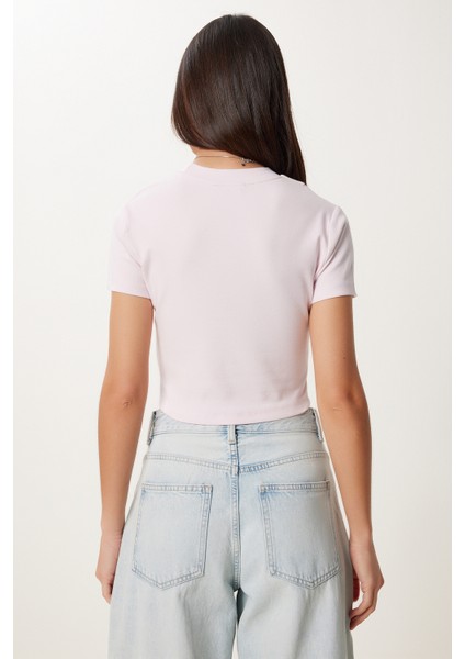 Basic Crop Esnek Örme T-Shirt fırsatları