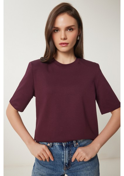 Vatkalı İnterlok Tshirt LUS0085 MÜRDÜM