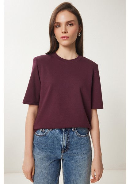 Vatkalı İnterlok Tshirt LUS0085 MÜRDÜM modelleri