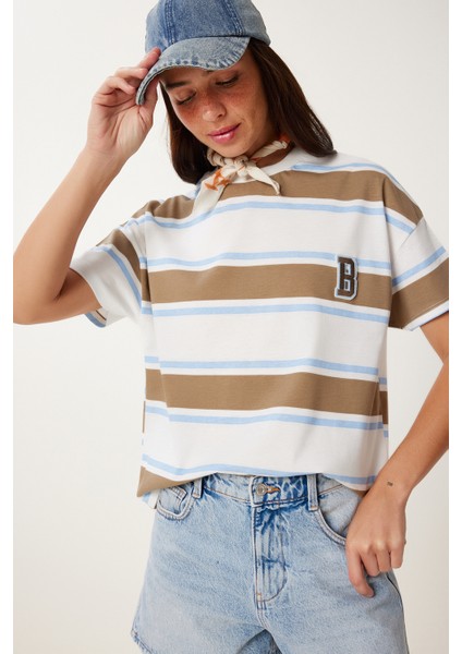 Çizgili Pamuklu Örme T-Shirt fiyatları
