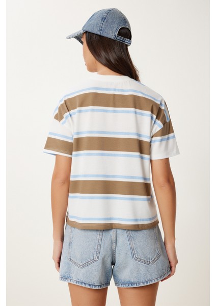Çizgili Pamuklu Örme T-Shirt indirimleri