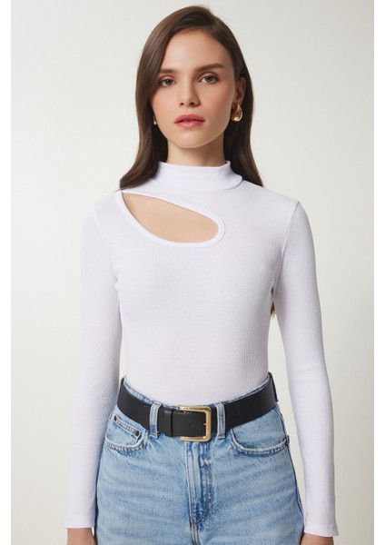 Cut Out Detaylı Fitilli Örme Bluz modelleri