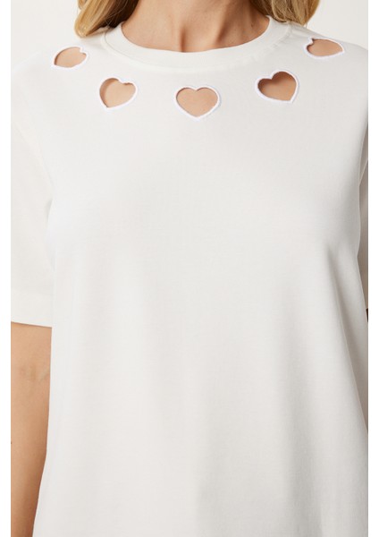 Cut Out Detaylı Pamuklu Örme T-Shirt fırsatları