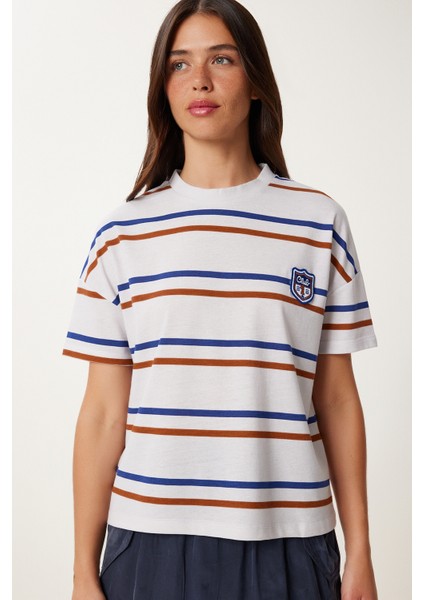 Çizgili Pamuklu Örme T-Shirt fırsatları