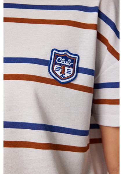Çizgili Pamuklu Örme T-Shirt indirimleri