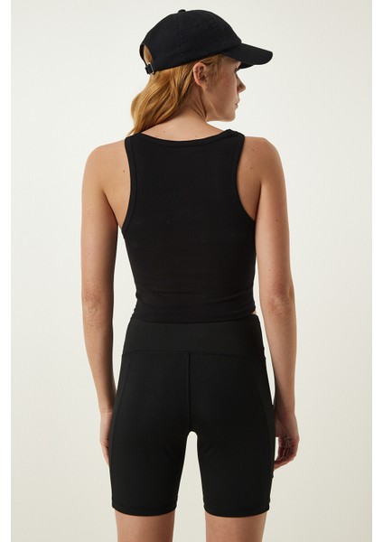 Halter Yaka Crop Örme Bluz LOW0023 SİYAH indirimleri