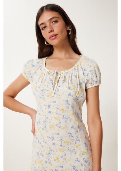 Çiçek Desenli Yazlık Viskon Elbise fırsatları