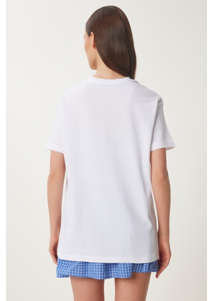 Kalp Nakışlı Pamuklu Örme T-Shirt indirimleri