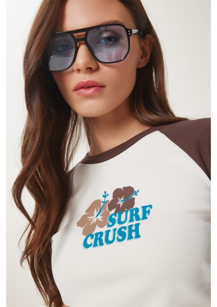 Kontrast Renkli Baskılı Örme T-Shirt modelleri
