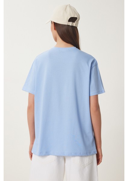 Kalp Nakışlı Pamuklu Örme T-Shirt