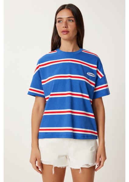 Çizgili Pamuklu Örme T-Shirt