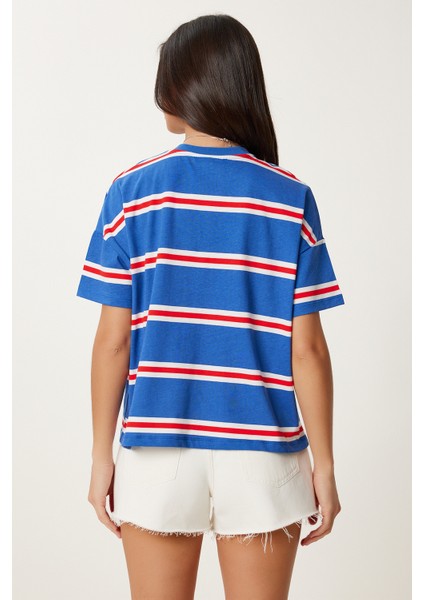 Çizgili Pamuklu Örme T-Shirt