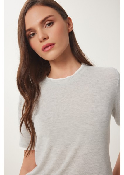 Kontrast Şerit Detaylı Örme T-Shirt modelleri