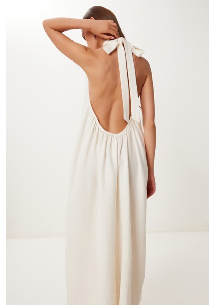 Halter Yaka Yazlık Müslin Elbise