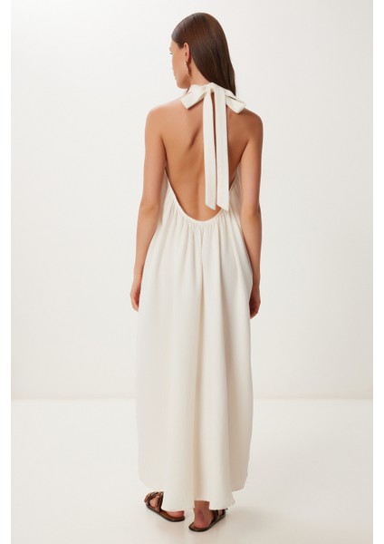 Halter Yaka Yazlık Müslin Elbise