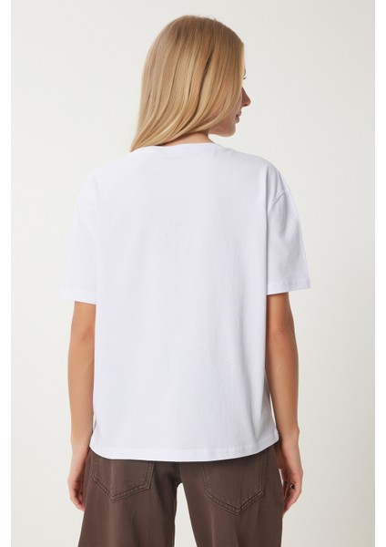 Işıltılı Kalp Aksesuarlı Pamuklu Örme T-Shirt indirimleri