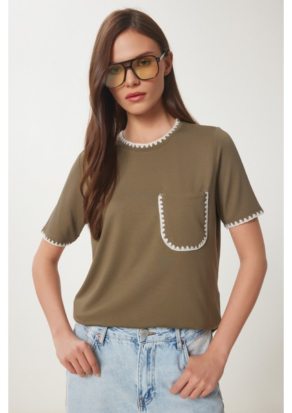 Kontrast Şertili Örme T-Shirt