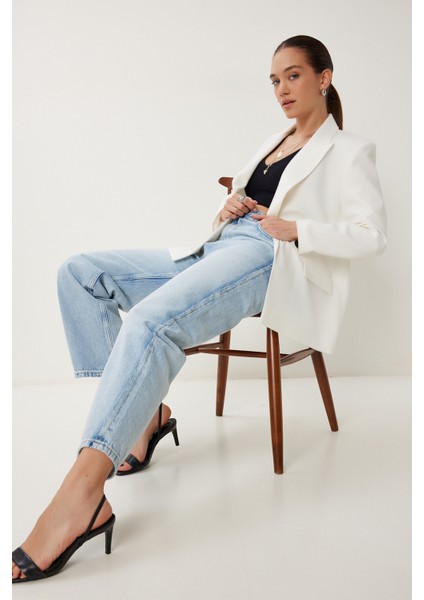 Kontrast Düğmeli Oversize Mevsimlik Blazer Ceket
