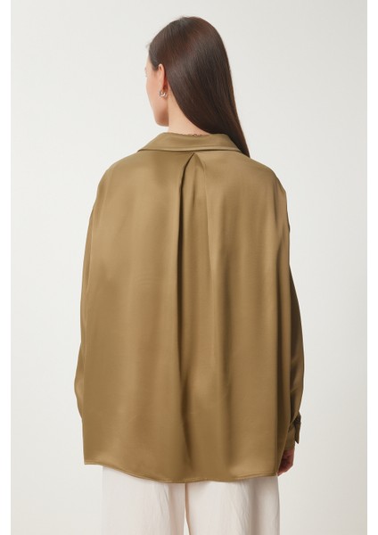 Oversize Saten Dokuma Gömlek
