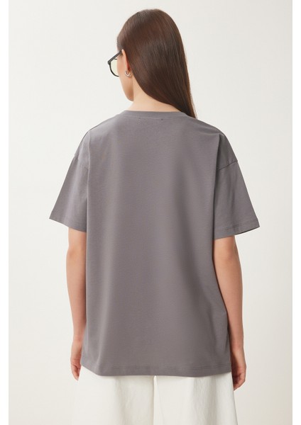 Oversize Baskılı Örme T-Shirt fırsatları
