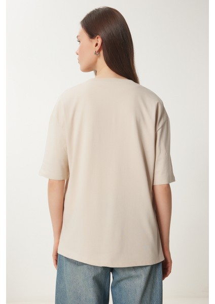 Nakışlı Pamuklu Oversize Örme T-Shirt