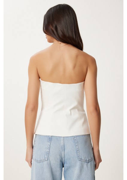 Straplez Crop Dokuma Bluz fırsatları