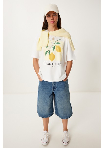 Limon Baskılı Pamuklu Örme T-Shirt fiyatları