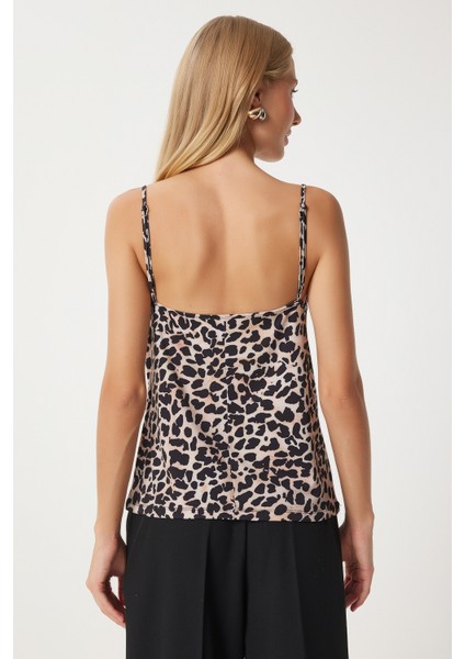 Leopar Desenli Degaje Yaka Sandy Bluz indirimleri