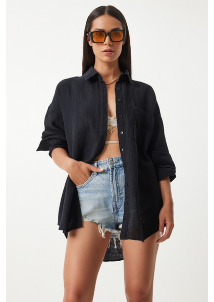 Oversize Basic Müslin Gömlek