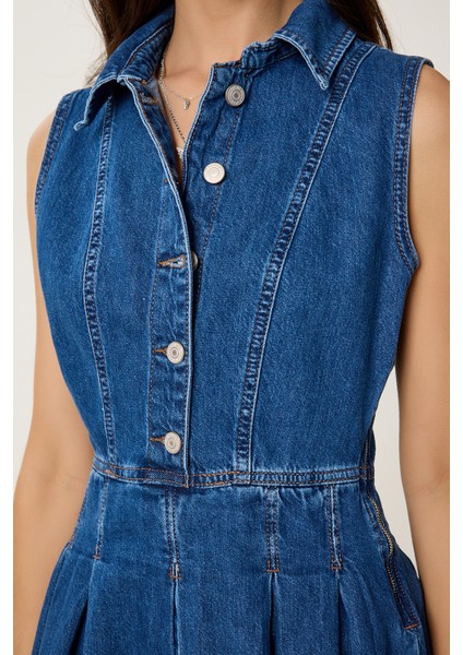 Mini Kloş Denim Elbise