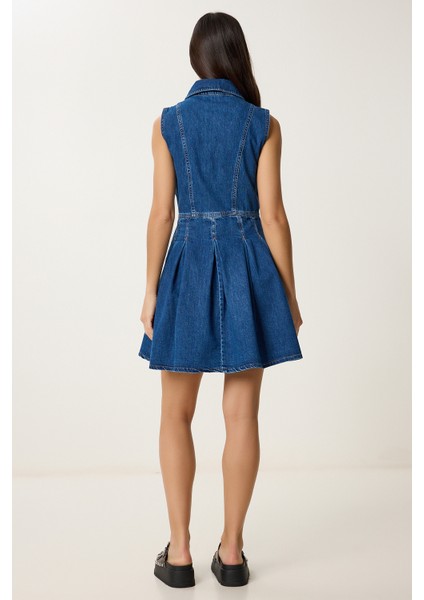 Mini Kloş Denim Elbise