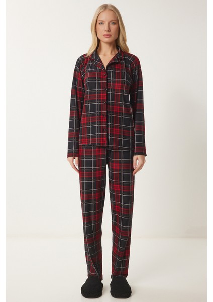 Kareli Gömlek Pantolon Örme Pijama Takımı