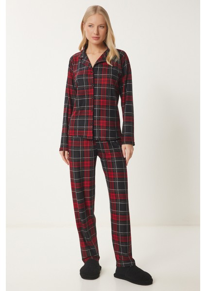 Kareli Gömlek Pantolon Örme Pijama Takımı