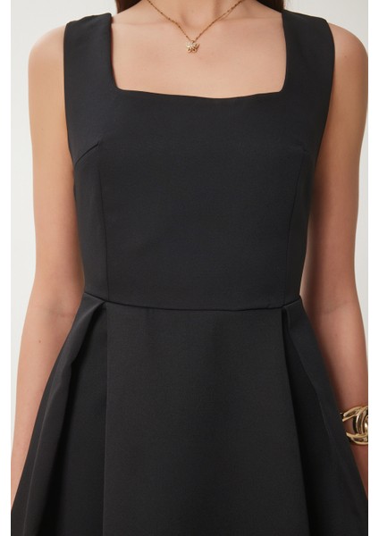 A Kesim Midi Dokuma Elbise LWF0026 SİYAH fırsatları