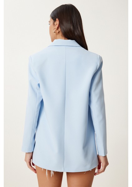 Kontrast Düğmeli Oversize Mevsimlik Blazer Ceket
