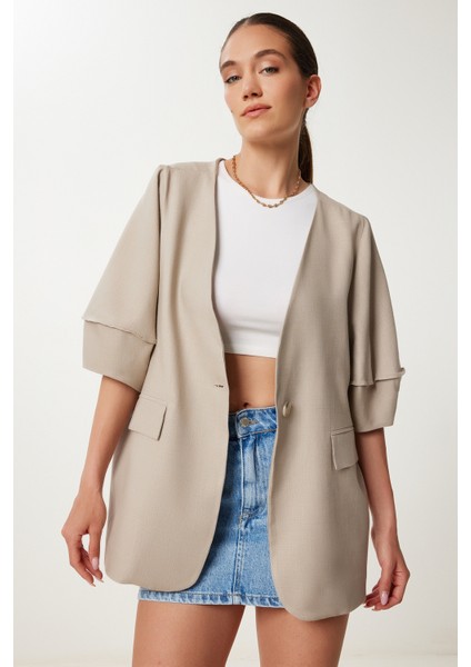 Tek Düğmeli Oversize Yazlık Keten Ceket modelleri