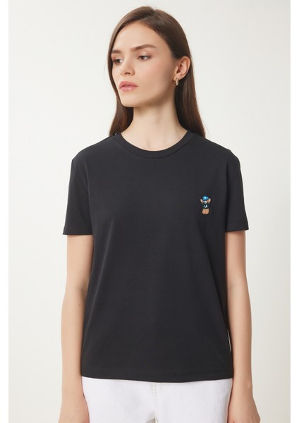 Ayıcık Işlemeli Pamuklu Örme T-Shirt indirimleri