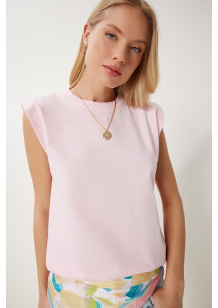 Vatkalı Pamuklu Örme T-Shirt